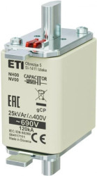 Wkładka bezpiecznikowa NH00 gCP 25kVAr/690V 004117111 /3szt./