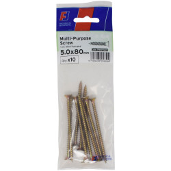 ForgeFix FPKMPS580Y Multi-Purpose Pozi Screw CSK ST ZYP 5.0 x 80mm ForgePack 10