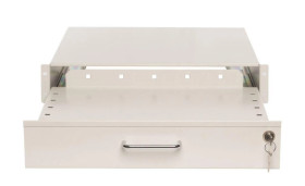 Szuflada 19 cali 2U 483x400mm wysuwana z zamkiem RAL 7035 19-0058S