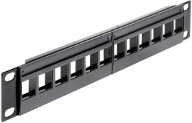 Delock 43259 12 Portów Patchpanel 254 mm (10") brak specyfikacji sieciowej 1 U czarny Niezamontowany
