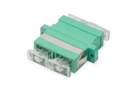 Adapter światłowodowy SC APC/SC APC, duplex, jednomodowy OS2, zielony, transparentna zaślepka DN-96003-1APC