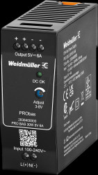 2838400000 Switching power supply for rail mounting, PRObas, 30 W, 5 V, 6 A