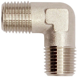 Angle piece, L 11 mm, 60 bar, brass, nickel-plated, for pipe systems, 112738