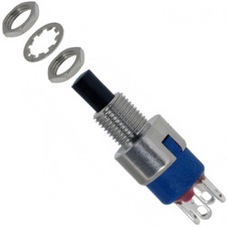 Pushbutton, 1 pole, black, unlit , 1 A/30 V, mounting Ø 6.5 mm, 9635AB