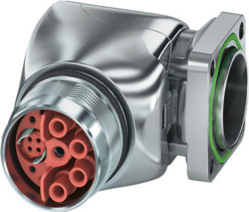 Surface mount socket, M23, 15 pole, crimp connection, standard/SPEEDCON locking system, angled, 1568966