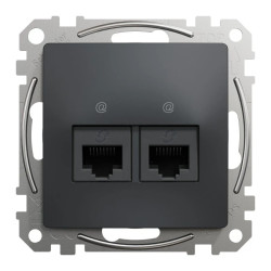 Gniazdo komputerowe podwójne RJ45 kat. 5e UTP, czarny antracyt, Sedna Design i Elements SDD114452