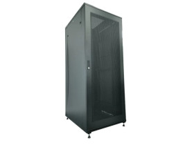 Szafa serwerowa rack 19 cali 42U 600x1000, drzwi stalowe perforowane, kolor czarny FLAT PACK