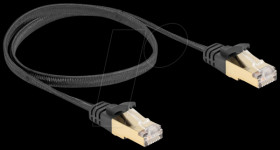80324 RJ45 flat cable, Cat.6a, S/FTP, braided jacket, 0.5 m, black