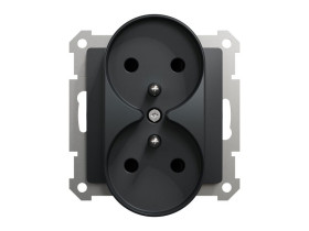 SEDNA DESIGN & ELEMENTS Gniazdo podwójne z uziemieniem z przesłonami do ramek Design czarny antracyt SDD114275 SCHNEIDER ELECTRI