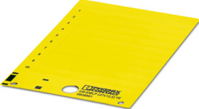 PVC device marker, (L x W) 12.1 x 27 mm, yellow, carrier card with 30 pcs, 0828891