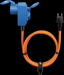 76222 1.5m Camping earthing contact plug > 2x CEE earthing contact