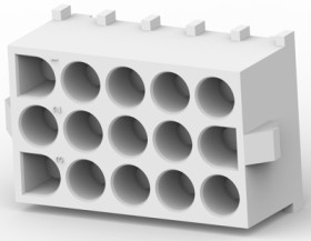 Socket header, 15 pole, pitch 6.35 mm, straight, white, 643430-1