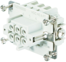 Socket contact insert, 3, 6 pole, equipped, tension clamp connection, with PE contact, 1745760000