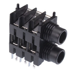 6.35mm Stereo PCB Dual StackJack Socket FCR1117