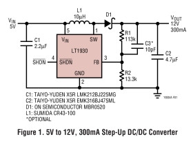 1A, 1.2MHz/2.2MHz, Step-Up DC/DC Converters in ThinSOT
