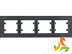 LUMINA PASSION Ramka 4 poczwórna pozioma aluminium czarne WL9243 HAGER