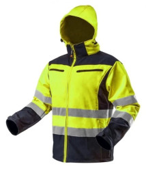 Kurtka robocza ostrzegawcza softshell z kapturem, żółta, rozmiar L 81-700-L
