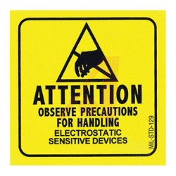 Etykieta ESD Żółty opis Bezpieczeństwo elektryczne tekst Attention-Observe Precautions For Handling Electrostatic