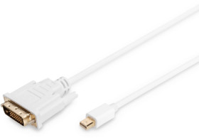 Adapter cable, 2 m, white, Mini-DisplayPort plug, straight to DVI-D Dual Link (24+1) plug, straight, AK-340305-020-W