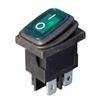 Przełącznik kołyskowy KCD6 podświetlany zielony wodoodporny dwutorowy 250VAC/6A 125VAC/10A