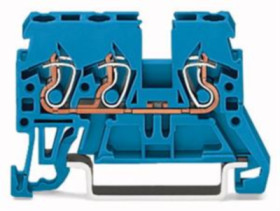 3-wire feed-through terminal, spring-clamp connection, 0.08-2.5 mm², 1 pole, 24 A, 6 kV, blue, 870-684