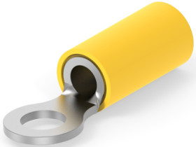 Insulated ring cable lug, 3.0-6.0 mm², AWG 12 to 10, 5 mm, yellow, 32883