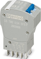 Circuit breaker, thermal-magnetic, 2 pole, 0.5 A, 80 V (DC), faston plug, IP30, 2800868