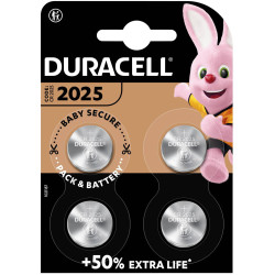 Duracell DL2025B4 Lithium Coin Cell Battery CR2025 3V - Pack of 4