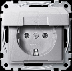 MEG2311-0460 Socket insert with hinged cover - System M, aluminium