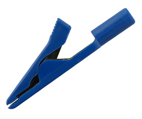 Zacisk krokodylkowy 8A izolowany 4mm Niebieski Hirschmann Test & Measurement