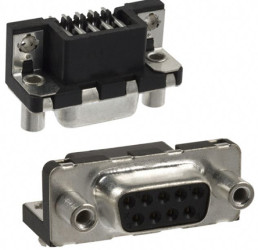 Złącze D-Sub 9-pinowe Żeński Kąt Proste Montaż wtykowy raster 2.74mm Złoto na niklu