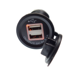 Ładowarka USB 12-24V 3.1A ORANGE LED 2.1A+1A montażowa