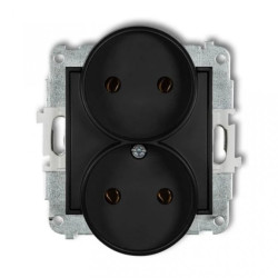 ICON Mechanizm gniazda podwójnego do ramki bez uziemienia 2x2P (bez przesłon torów prądowych) czarny mat 12IGPR-2