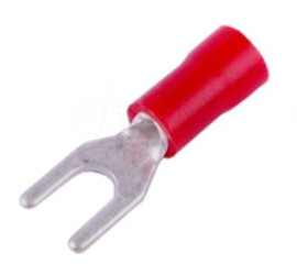 Konektor izolowany widełkowy czerwony M3