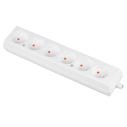 Listwa przenośna sześciokrotna bez uziemienia 6x2p 16A 250V rozbieralna GN-660 BIAŁY