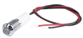 Lampka kontrolna do montażu panelowego 110V ac, biała 8mm LED Chrom Wyprowadzenia RS PRO