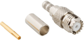 Mini UHF jack 50 Ω, RG-58, RG-141, LMR-195, Belden 7806A, Belden 9311, crimp connection, straight, 182112