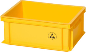 ESD euro container, without drawers, yellow, (L x W x D) 400 x 300 x 120 mm, H-16W 43120-G