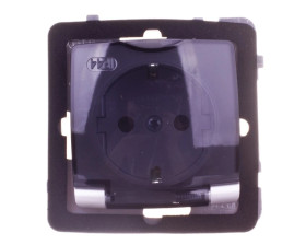 KARO Gniazdo bryzgoszczelne z/u Schuko IP44 klapka przezroczysta srebrny perłowy GPH-1SS/m/43/d