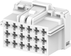 Socket, unequipped, 18 pole, straight, 3 rows, natural, 7-968974-1