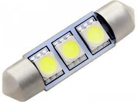Żarówka LED walcowa C5W 39mm zimny biały 12V 0,7W 3 led SMD-5050