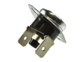 Termostat; bimetaliczny z resetem; KSDA-313R-130v; NC; 130°C; 10A; 250V AC; metal fi 16x12mm z uchwytem; konektory 6,3mm pionowe