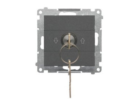 SIMON 55 Wyłącznik chwilowy żaluzjowy na kluczyk (zwierny) „I-0-II” 2 styki N/O 5A 250 V grafitowy mat TPZK.01/116 KONTAKT SIMON