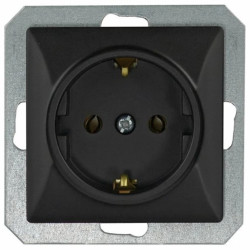 Opal Gniazdo wtyczkowe pojedyncze 2P+Z Schuko kolor czarny matowy GPT-17 Op moduł CZ