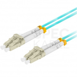 Patchcord światłowodowy MM LC/UPC-LC/UPC duplex 3mm OM3 aqua 1m LANBERG