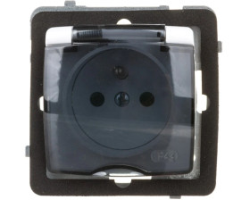 KARO Gniazdo bryzgoszczelne z/u IP44 z przesłonami klapka przezroczysta białe GPH-1SZP/m/00/d