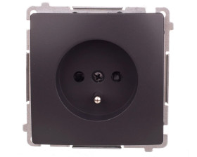 Simon Basic Gniazdo pojedyncze z/u 16A IP20 z przesłoną torów grafit BMGZ1z.01/28