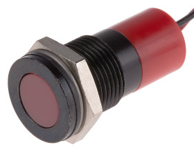 Lampka kontrolna do montażu panelowego 220V ac, czerwona 14mm LED Wyprowadzenia RS PRO