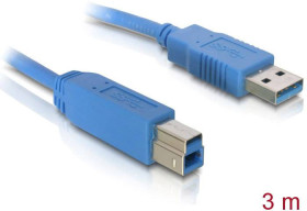 Delock Kabel USB USB 3.2 Gen1 Złącze męskie USB-A, Złącze męskie USB-B 3.00 m niebieski styki pozłacane 82581