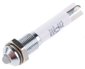 Lampka kontrolna do montażu panelowego 24V dc Zielony, czerwony 6mm LED Chrom Końcówka lutownicza RS PRO